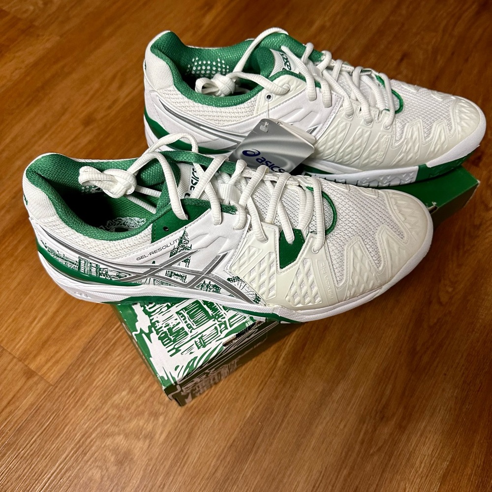 London Edition (Wimbledon) ASICS Gel Resolution 6 Men’s 9.5, NIB, Tag Affixed.